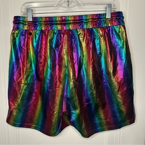 NWT Arjen Kroos Men's Metallic Holographic Shorts rainbow - Picture 6 of 12